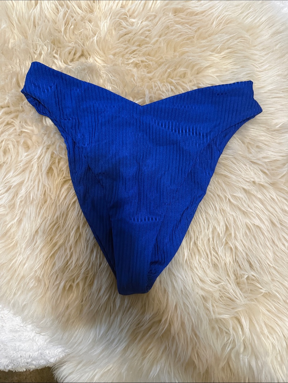 Volcom Bright Blue Ribbed Bottoms - V-Cut Swim Brief